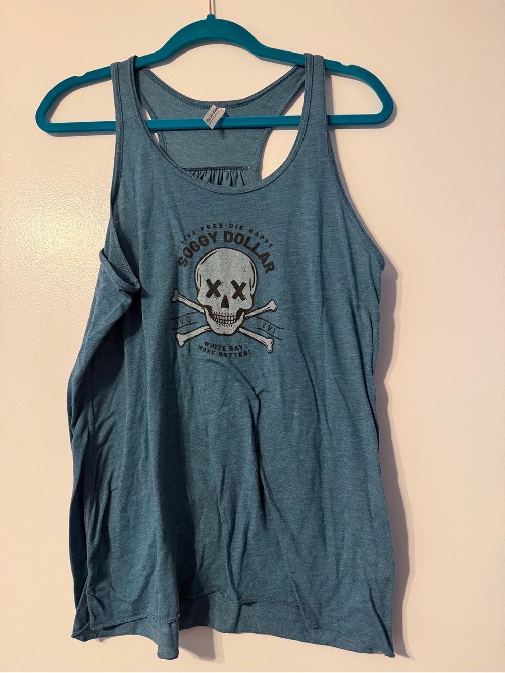 BVI Soggy Dollar Bar Size XL Skull Graphic Blue Tank Top